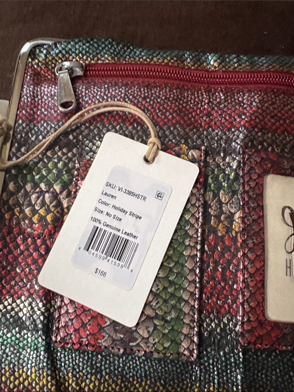 Hobo Lauren Multicolor Holiday Stripe Leather Wallet